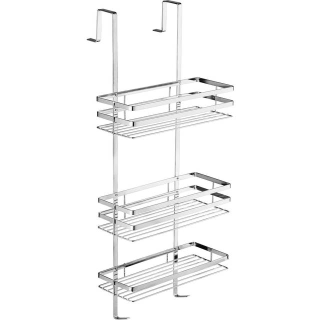 Shower Caddy 3 Tier Chrome Bathroom Storage Caddy For Hanging Rack Shelf Organiser 30 x 21 x 80 cm - silver