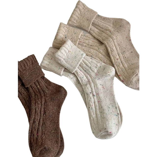 SHEIN 3pairs Women&#39;s Thick Warm Wool Vintage Style Mid-calf Socks For Autumn And Winter