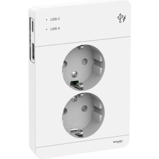 Vägguttag Schneider Electric Exxact Usb A+C 2-Vägs Vit