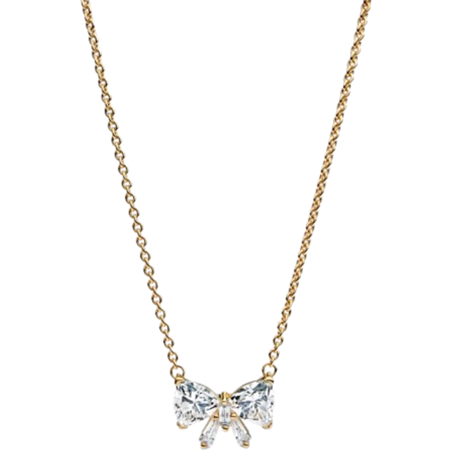 Pandora Gold Sparkling Bow Necklace, 45cm
