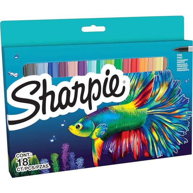 Sharpie set med permanenta markörpennor | Begränsad utgåva med blandade färger | Fin spets | 18 st. markörpennor | Tillbaka till skolan-set