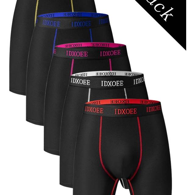 TEMU 5pcs Men' Color Long Boxer Briefs - Breathable, Quick-dry & Stretchy Swim Trunks For All , Flat Corner, Wear-resistant, Loose, Beach Swimming Trunks