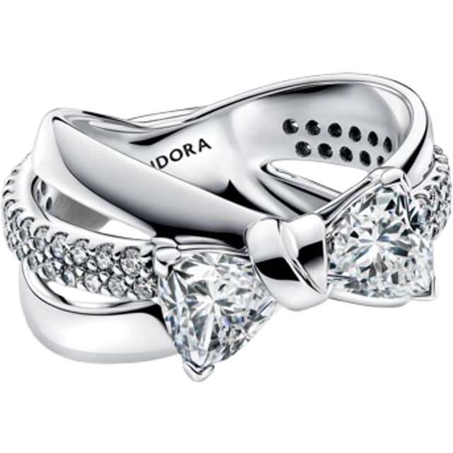 Pandora  Rings Shiny Bow Cross Band Ring 193553C01