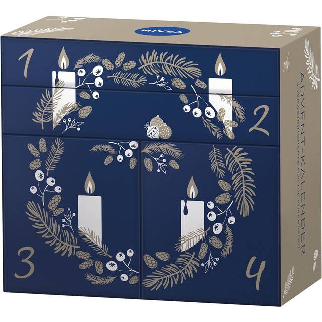 NIVEA Adventkalender 2022 med 4 luckor, julkalender med 4 stunder av bortskämning för adventstiden, adventskalender med vårdprodukter och tillbehör