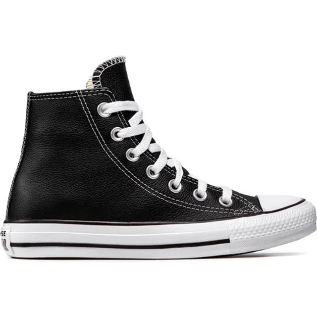 Converse All Star Hi Leather Trainers in Black & White - Black/White