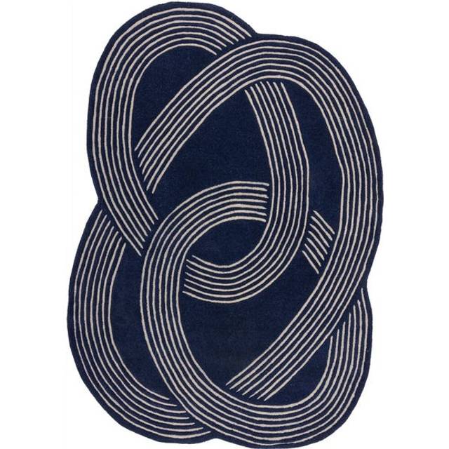 Link Loop Wool Oval Rug - Navy