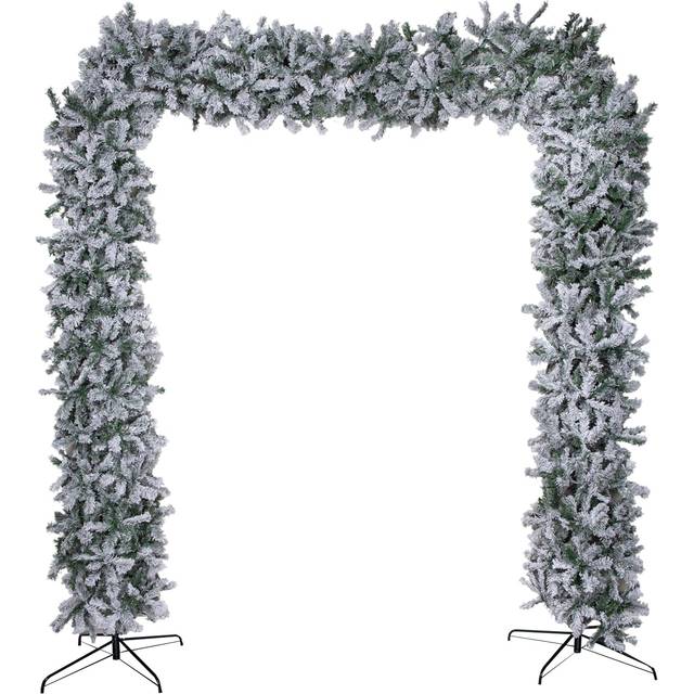 8ft Double Door Snow Flocked Christmas Tree Arch in Green with 2000 Tips