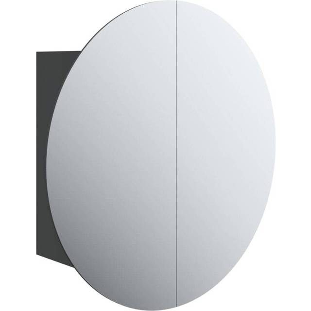 (Black, 60 cm) vidaXL Bathroom Cabinet with Round Mirror and LED Cabinet Storage Cupboard