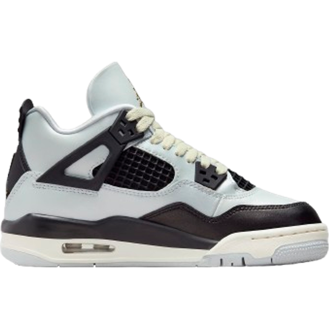 Jordan Kids Air 4 Retro Uni GS Trainers Pure Platinum Metallic Gold In White, 3