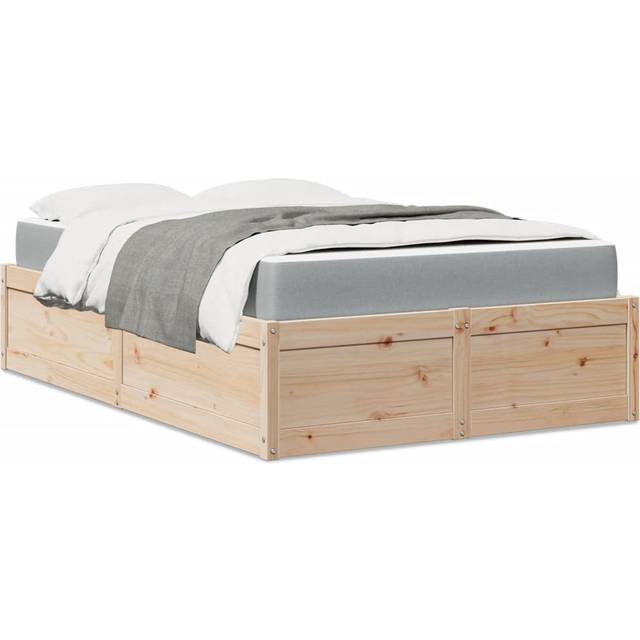 (wax brown, 120 x 200 cm) vidaXL Bed with Mattress Wax Brown Bedroom Bed Base Bedstead Solid Wood Pine