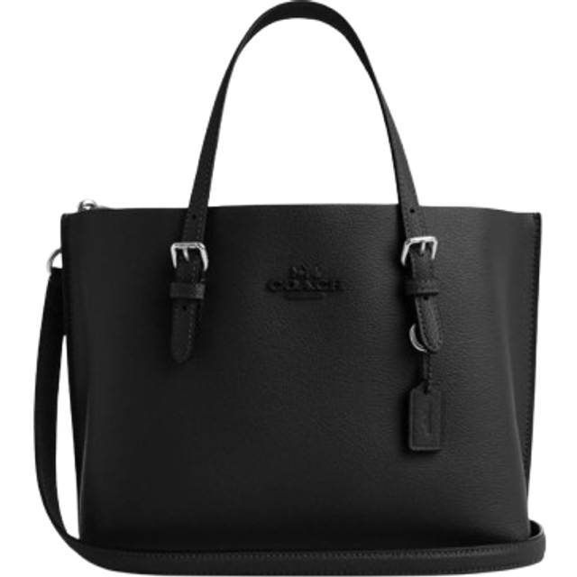Coach Womens Mollie Tote 25 in Leather with Tonal Hardware - Black - One Size