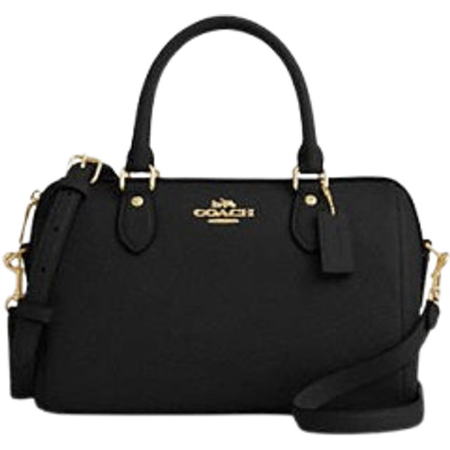 Coach Womens Rowan Satchel in Refined Pebbled Leather - Black - One Size