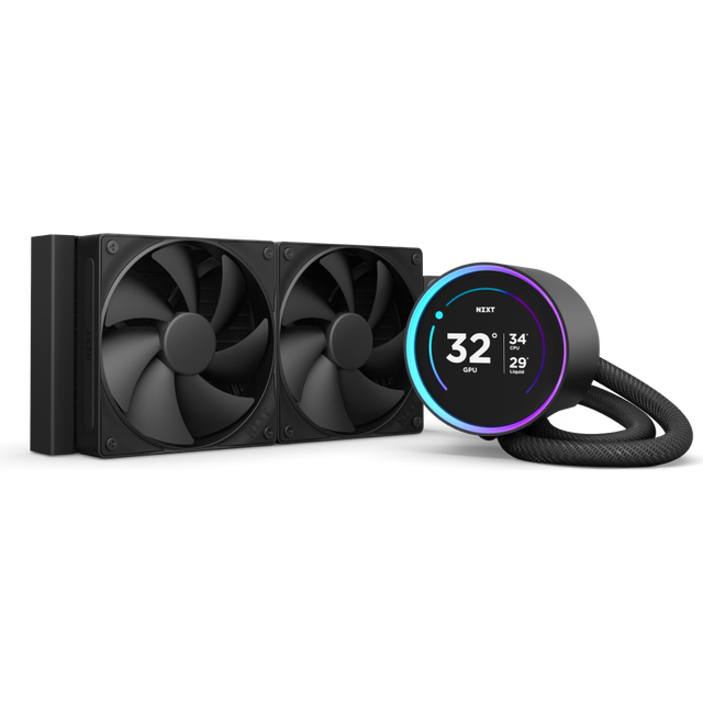 NZXT Kraken Elite 240 - AIO CPU-vätskekylare - 240 mm radiator - 2 x F120P-fläktar - 2,72” IPS LCD - Turbine Pump - Intel LGA 1700, 1200/115X, 1851 - AMD AM5, AM4 - Svart