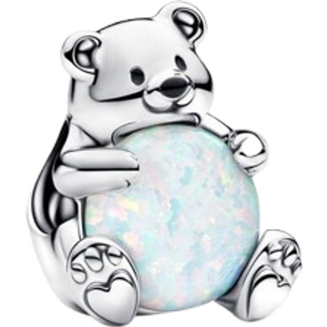 Pandora Polar Bear Charm - Enamel / Sterling silver / Lab-created opal / White - one size