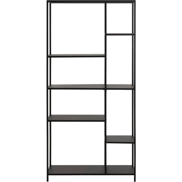 Newcastle Asymmetrical Bookcase with 6 Shelves in Matt Black, none
