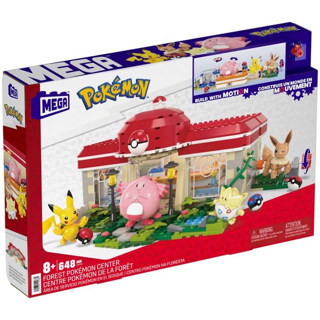 PokÃ©mon Playset, Forest Pokemon Center Includes Pikachu, Chansey, Eevee, and Togepi, Building Toys for Kids and Adults, Collectible Character Model