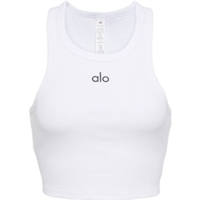 alo Aspire Tank Top in White & Black - White. Size S (also in M). (S)