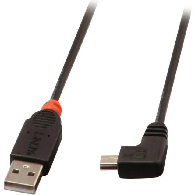 Lindy 31972 – USB 2.0 kabel typ A kontakt/mini B 90° vinklad – 2 m