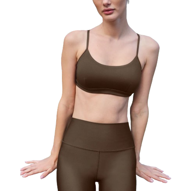 alo Airlift Intrigue Bra in Espresso - Chocolate. Size L (also in M, S, XL, XS). (L)