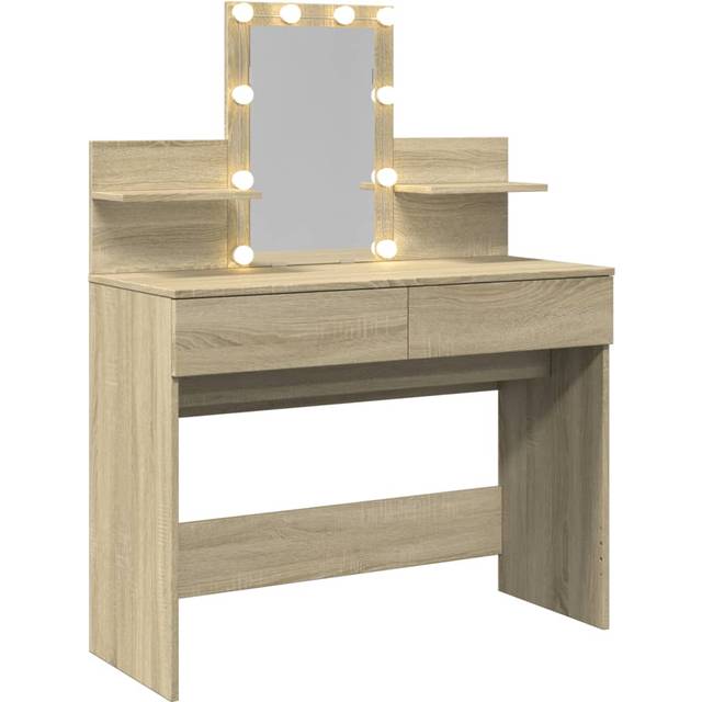 vidaXL Dressing Table with LED Sonoma Oak 100x40x130 cm - Brown