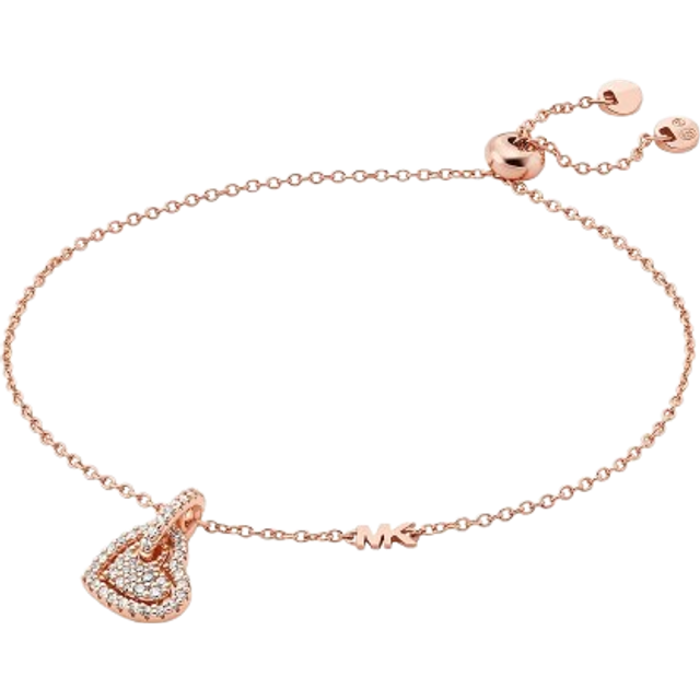MK Precious Metal-Plated Sterling Silver Pavé Heart Bracelet - Rose Gold - Michael Kors - ONE SIZE