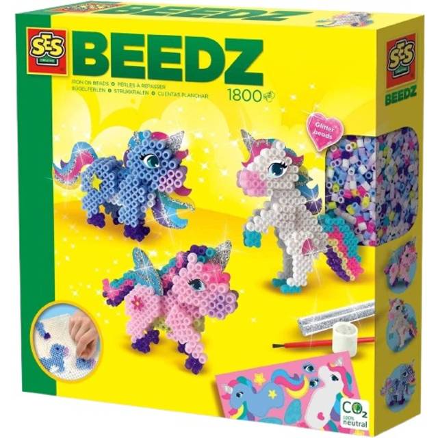 SES CREATIVE Beedz Iron-on Beads Unicorns Pegboard, 1800 iron-on Beads (06263)