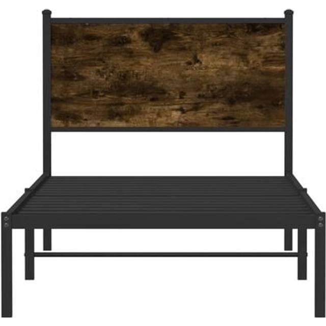 Vidaxl - Metal Bed Frame without Mattress Smoked Oak 75x190 cm Small Single