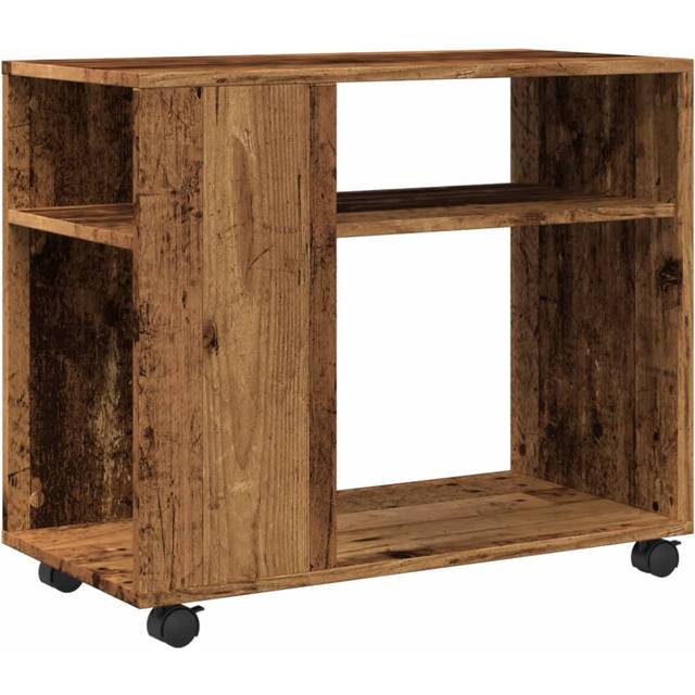 (old wood) vidaXL Side Table with Wheels Hall Tea End Table Sofa Table Engineered Wood