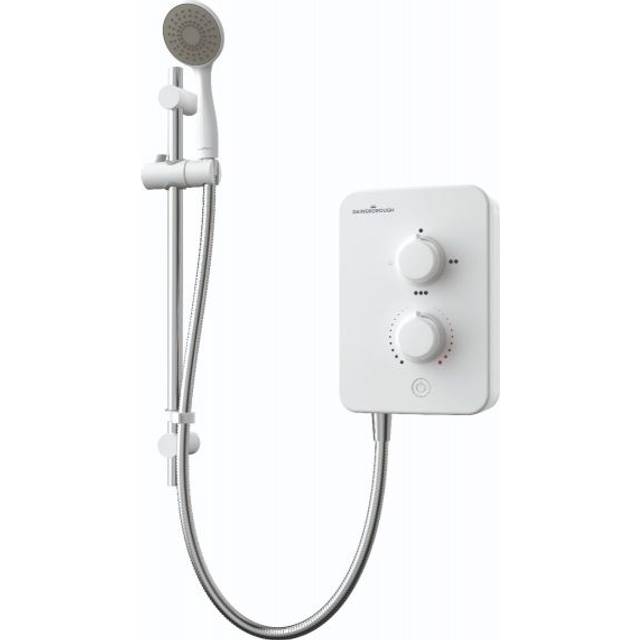 Slim Mono 9.5kW Electric Shower White 1 Spray Head Handset Bathroom - Gainsborough