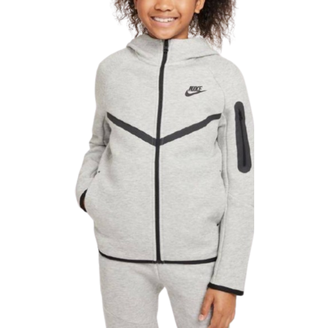 Nike Tech Fleece Hoodie Junior, Dark Grey Heather/Dark Grey Heather/Black/Black