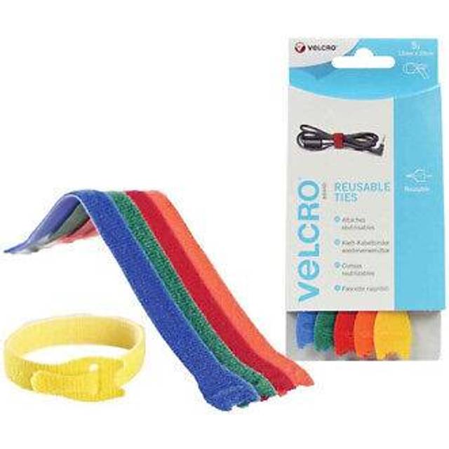 VELCRO® Brand VEL-EC60250 Reusable Ties 12mm x 20cm Multi-Colour 5...
