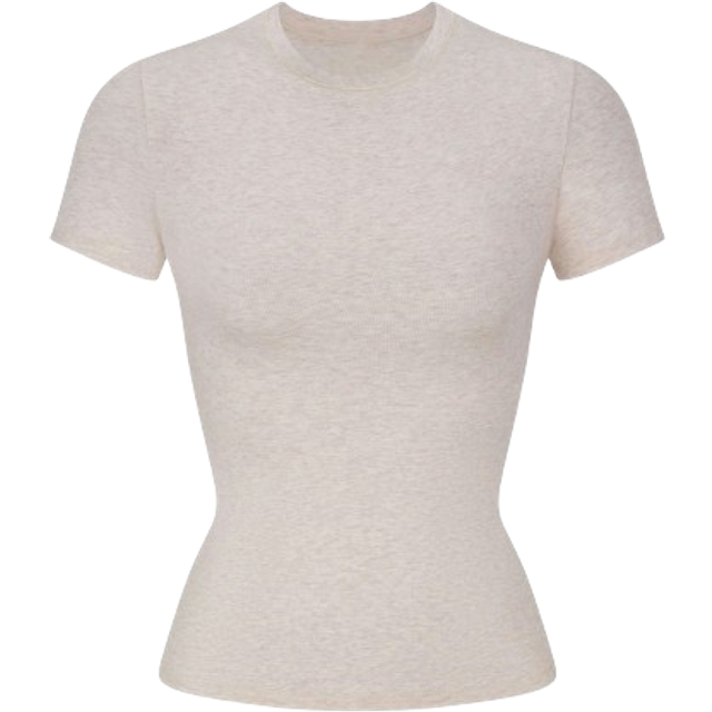 SKIMS T-Shirt | Light Neutral | 4XL | Cotton Jersey - Heather Oatmeal