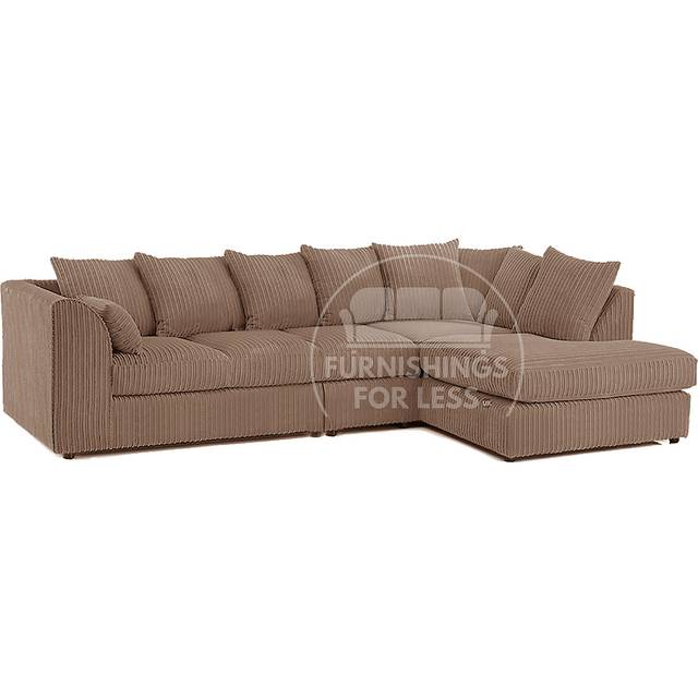 Luxor Jumbo Cord Large 5 Seater Corner Sofa Long Right Hand Facing - Fawn - One Size