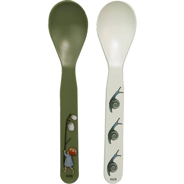 Rätt Start Elsa Beskow Tomtebobarnen sked 2-pack Grön-vit - Multi