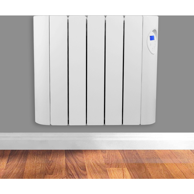Oil Filled Wall Mounted Electric Heater Digital Thermostat And Timer - 900W, White