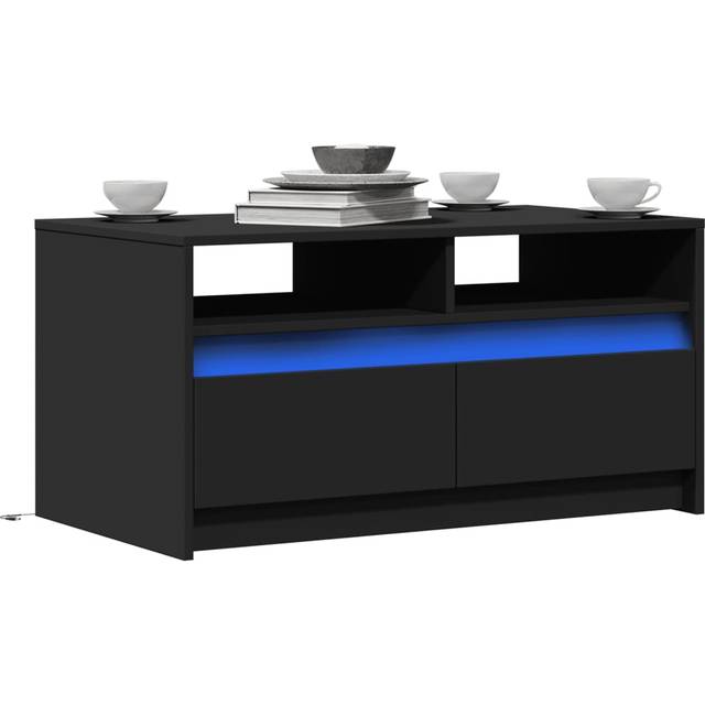 vidaXL Coffee Table with LED Lights Black Engineered Wood