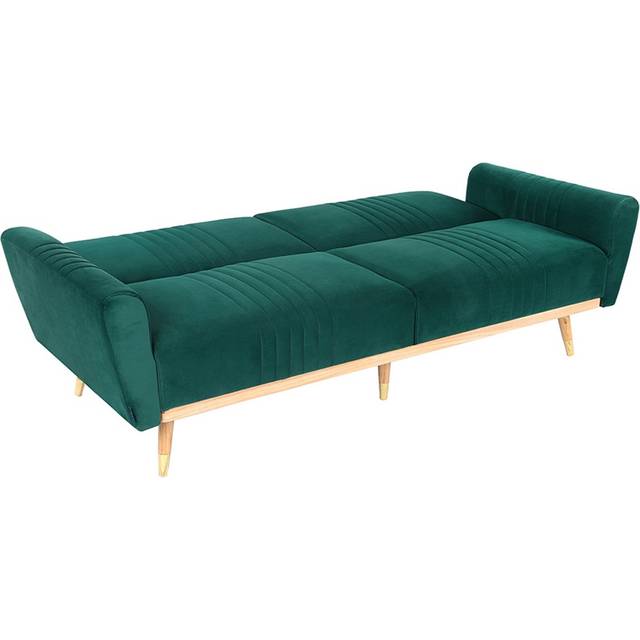 Modern Velvet 3 Seater Sofa Bed Recliner Couch with Wood Legs - Dark Green - One Size