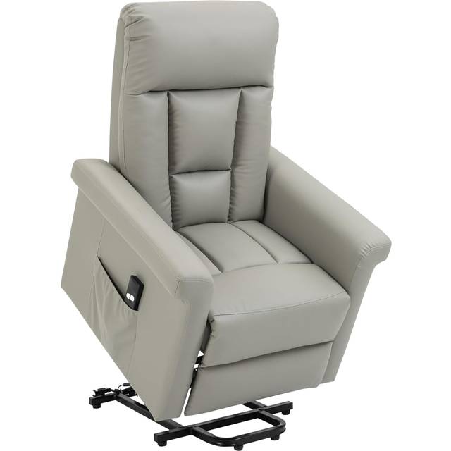 HOMCOM Power Lift Chair, PU Leather Electric Recliner with Side Pocket, Grey
