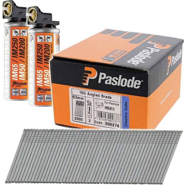 Paslode Angled Brad Nail Fuel Pack F16 x 63mm Galv qty 2,000