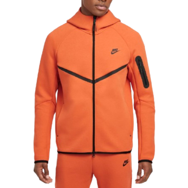Nike Tech Men's Fleece Windrunner Full-Zip Jacket - Orange - Cotton/Polyester - S