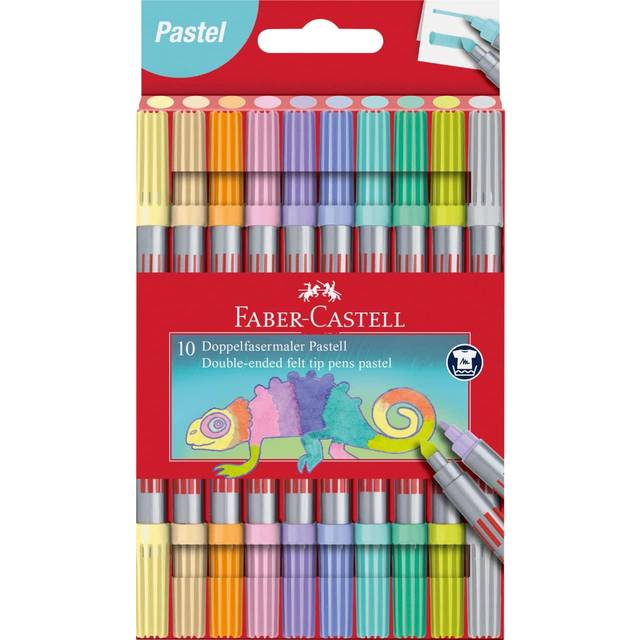 Faber-Castell dubbeländad fiberspets pennset 10 x pastellfärger