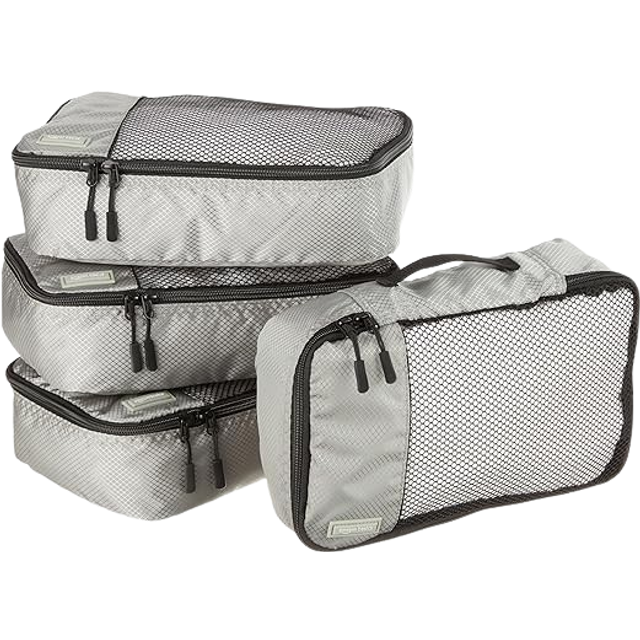 Amazon Basics Small Packing Travel Organizer cubes Set  gray - 4-Piece