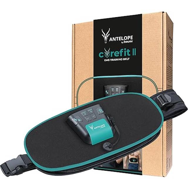 Beurer Antelope Corefit II EMS-träningsbälte, riktad stimulering av buk- och ryggmuskulaturen, effektivt för muskeluppbyggnad och fettförbränning, 9 träningsprogram, för män och kvinnor