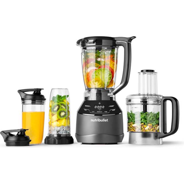 nutribullet triple Prep System, elektrisk blender, 1500 watt effekt, 3 apparater, 1 intelligent bas, svart, NBF580B