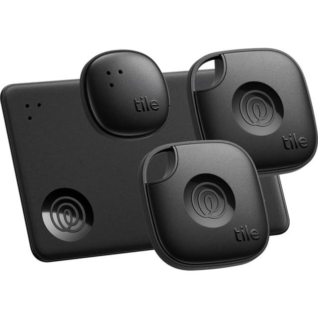Life360 Tile Essentials Pack (2024) - 4-Pack (2 Black Mates/Slim/Sticker)