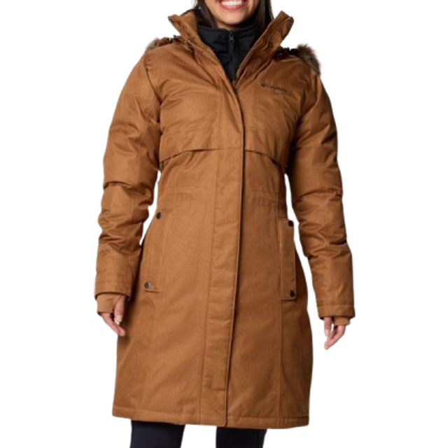 Columbia Women's Apres Arson II Winter Long Down Jacket - Plus Size- - Brown (1X)