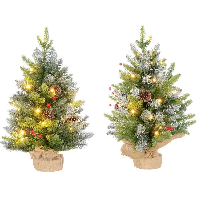 HOMCOM 2 Pieces Prelit Artificial Tabletop Christmas Trees - LED Display | TJ Hughes