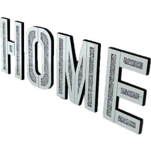 Crushed Diamond Home Letters Sign Wall Art - Silver