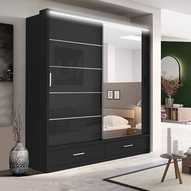 (120, White) LushBird Modern Sliding Wardrobe for bedroom| Space-Saving Bedroom Closet ,Multiple Sizes with Shelves & Hanging Rails  2 or 3 Sliding Do