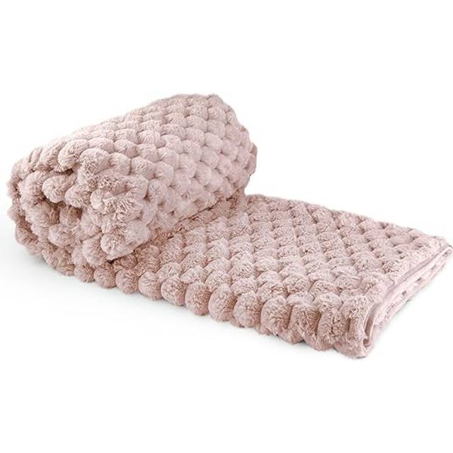 (140x180cm, Blush) Emma Barclay Lush Luxurious Faux Rabbit Fur Throw For Sofa Blanket